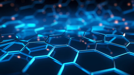 Fototapeta premium Modern science background hexagon lines and points wave flow abstract background