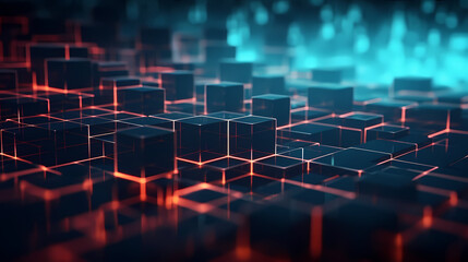 Obraz premium Modern science background hexagon lines and points wave flow abstract background