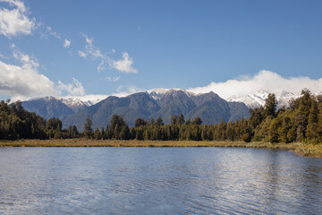 matheson lake with mount cook in the background. New Zealand