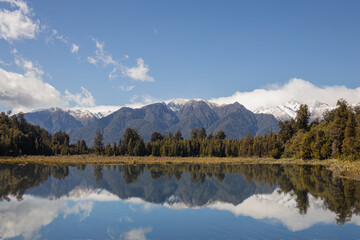 Fototapeta na wymiar Matheson Lake with Mount Cook reflected. New Zealand