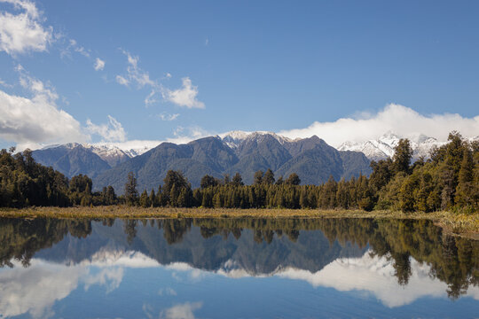 Matheson Lake with Mount Cook reflected. New Zealand