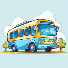 3d photo of cartoon bus made with generative ai