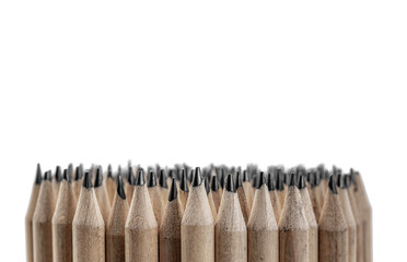Group of sharpen wooden pencils on white background