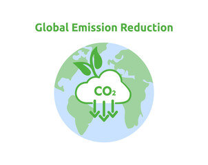 Global emission reduction concept. Save the world, environmental and ecology concept vector illustration.