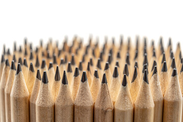 Group of sharpen wooden pencils on white background
