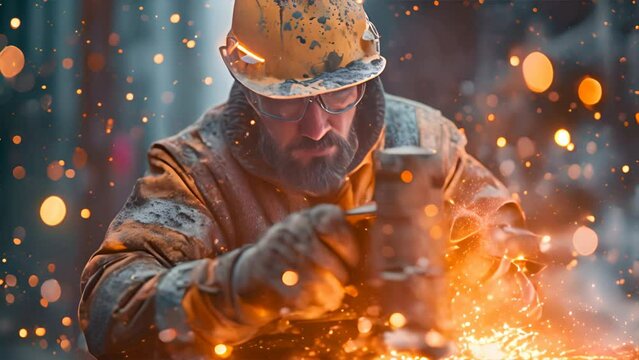 Generative AI A laborer uses a jackhammer to break up a concrete