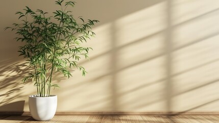 Exotic Green Bamboo Tree in Elegant Interior Setting - Nature-inspired Product Display and Lifestyle Background