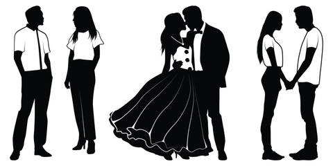 Black Romantic Couple Silhouettes vector