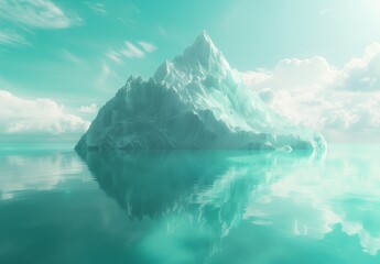 Ethereal Iceberg Mirage on a Misty Ocean