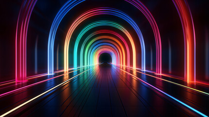 A tunnel with lights.