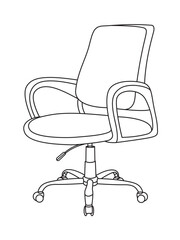 Stylish modern office chair, assorted set of black leather office chairs, Vector minimal office chairs angle view isolated on white background.