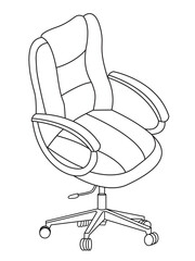 Stylish modern office chair, assorted set of black leather office chairs, Vector minimal office chairs angle view isolated on white background.