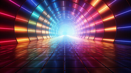 A tunnel with lights.