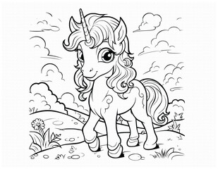 Cute Cat Unicorn Coloring Pages for Kids