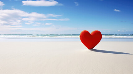 Red Heart on Sandy Beach