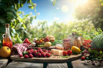 Healthy vegan food. Fresh vegetables and fruits. Detox diet. Vegetarian organic food board