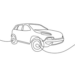 Single continous line art of 4x4 car