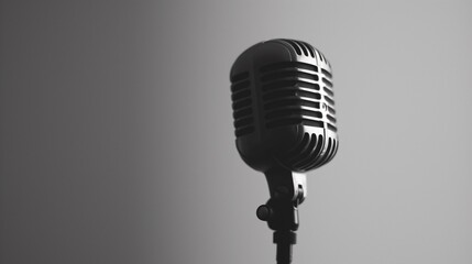 retro microphone on black background