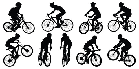 Cycle Riding Silhouettes vector illustration