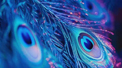 Close Up View of a Peacocks Feathers