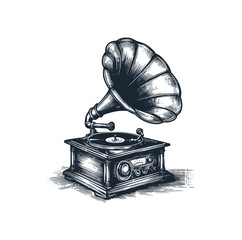 Gramophone Rough sketch. Vector illustration.