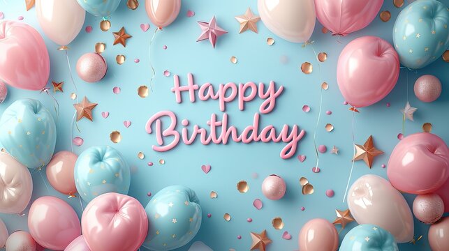 photorealistic image of a pastel-colored birthday banner, with ample blank space for a personalized "Happy Birthday" message, Generative AI