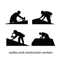 construction worker silhouettes - obrazy, fototapety, plakaty