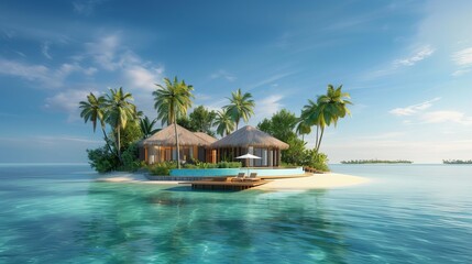 Fototapeta na wymiar Luxurious travel, romance, and leisure on a stunning tropical island paradise.