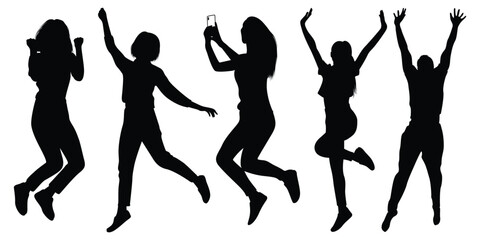 Enjoying or Jumping Silhouettes vector art