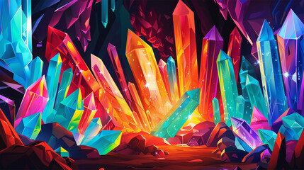 colorful cristal cave illustration