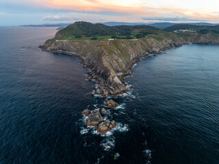Fototapeta na wymiar Faro Punta Estaca de Bares en Galicia