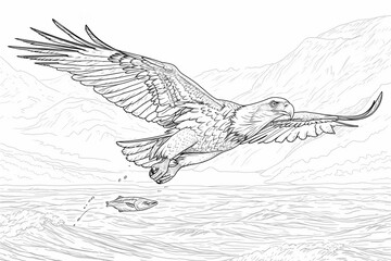 Coloring page of flying eagle 