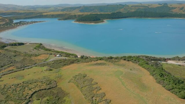 Aerial view of Kai Iwi lakes, Dargaville, Northland, New Zealand