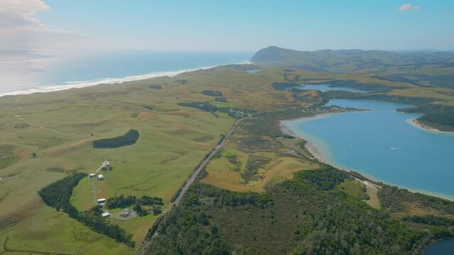 Aerial view of Kai Iwi lakes, Dargaville, Northland, New Zealand