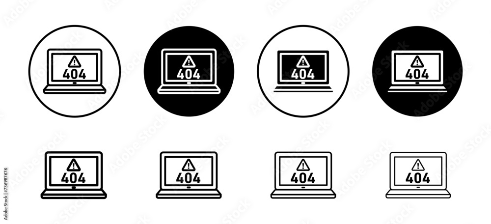 Poster error 404 page vector icon set collection. error 404 page outline flat icon.