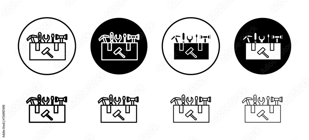 Aufkleber tools box vector icon set collection. tools box outline flat icon.