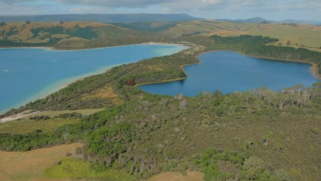 Aerial view of Kai Iwi lakes, Dargaville, Northland, New Zealand