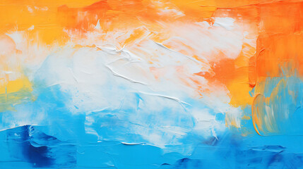 Abstract orange and blue paint brushstrokes