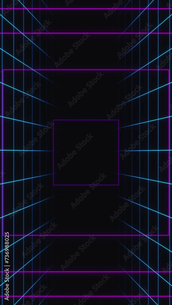 Poster presenting a seamless loop abstract motion background in a cyber, futuristic, or retro style concept