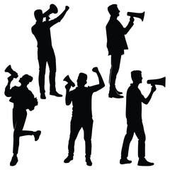 Promotion with Megaphone Silhouettes Vector