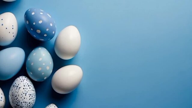 Colorful easter eggs on blue background 