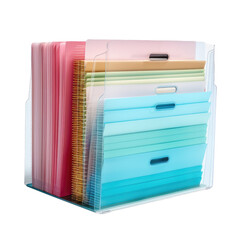 Attractive and Stylish Stack of Neatly Organized File Folder Isolated on Transparent Background 