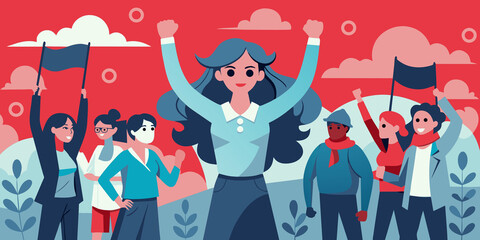 Women Leadership Concepts and Teamwork. background, investment, finance, office, website, illustration