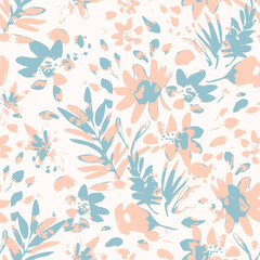 Subtle Floral Print. Decorative vector seamless pattern. Repeating background. Tileable wallpaper print.