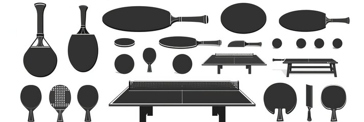 Table tennis equipment icons set. simple set of table tennis equipment vector icons for web design on white background  - obrazy, fototapety, plakaty