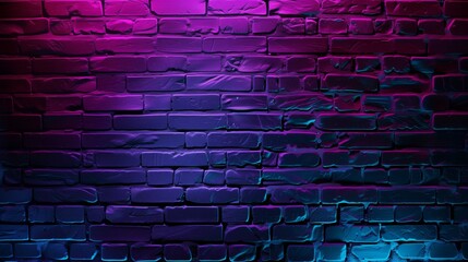 Neon Purple and Blue Light on Brick Wall