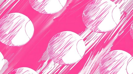 hand-drawn, bold, pink and white tennis wallpaper with bold lines