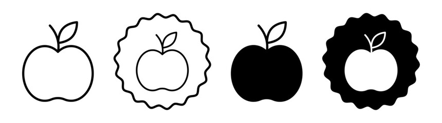 Apple set in black and white color. Apple simple flat icon vector