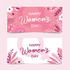 Set of bright cards for March 8 and International Women's Day with floral design.