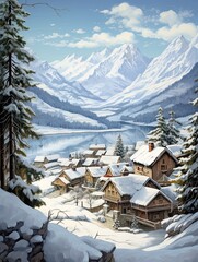 Winter Splendor: Alpine Villages Immersed in Snowy Shores